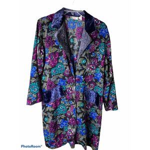 Victorias Secret Vintage Robe gold label 1980s Faux pocket velvet trim